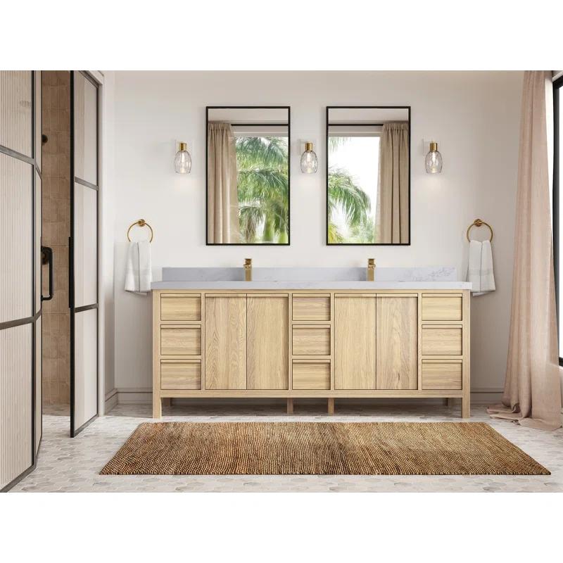 Willow Collections Elizabeth White Oak 84 In. W X 22 In. D Double Sink Bathroom Vanity With 2 In. Quartz