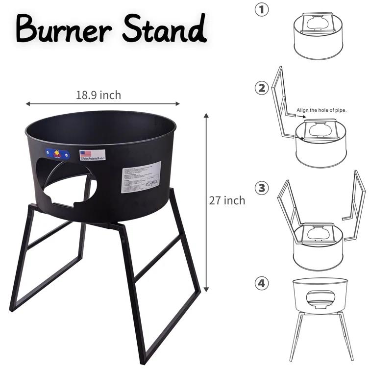 ARC ARC 23" Stainless Steel Concave Comal Set, 30,000 BTU Propane Burner and Stand, Discada Disc Cooker.