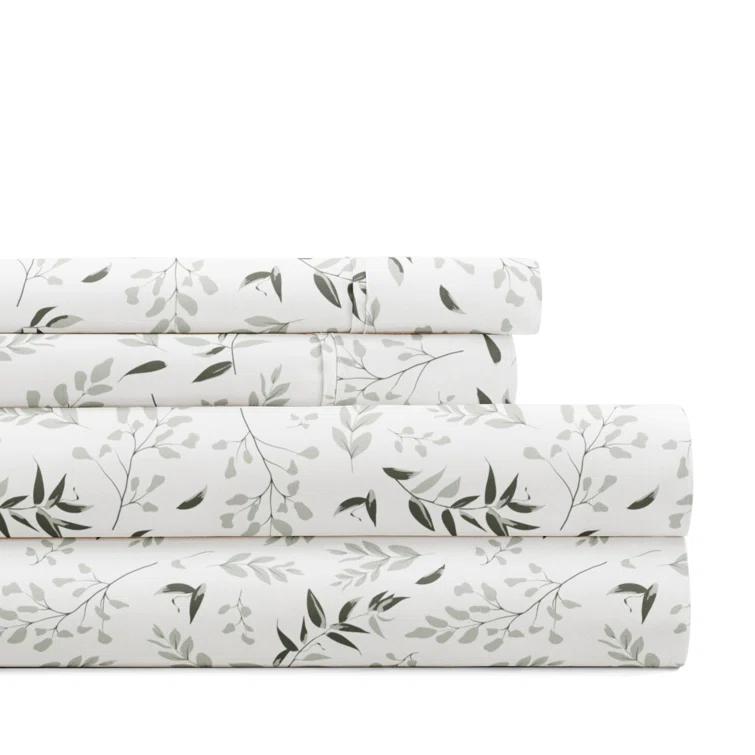 IEnjoy Home 4 Piece Sheet Set Patterned Microfiber Ultra Soft Bedding in Floral Dream