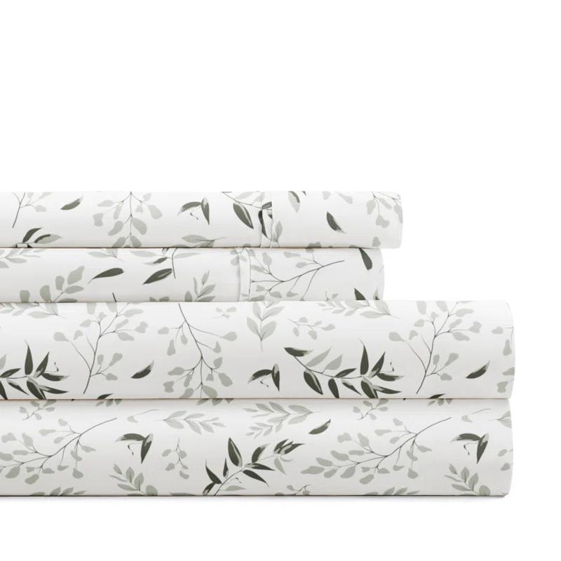 IEnjoy Home 4 Piece Sheet Set Patterned Microfiber Ultra Soft Bedding in Floral Dream