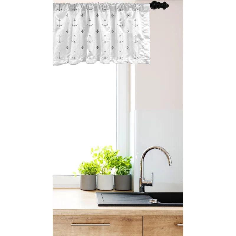 Ambesonne Ambesonne Nautical Valance Pack of 2 Maritime Sea Item Pattern Charcoal Grey and White