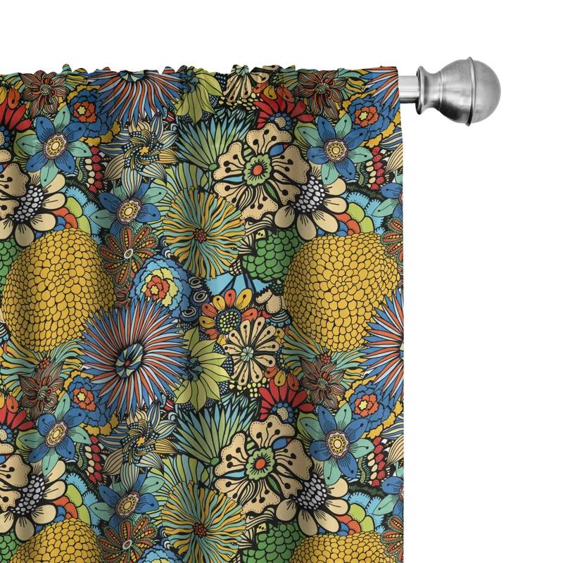Ambesonne Garden Art Floral Semi-Sheer Rod Pocket Curtain Panels (Set of 2)
