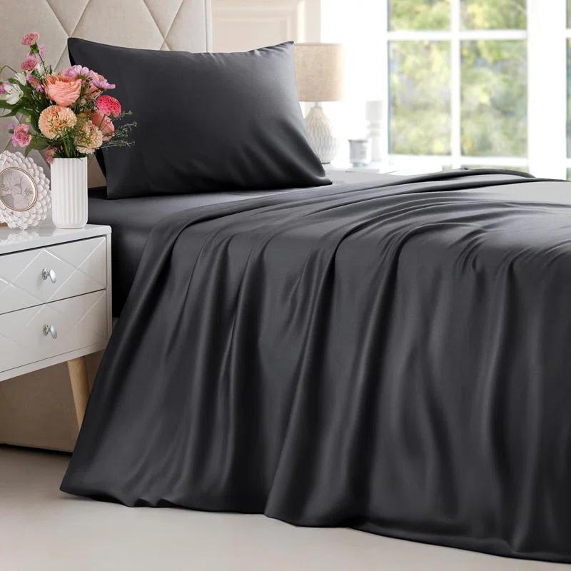 CGK Linens Premium Rayon From Bamboo 4 Piece Deep Pocket Ultra Soft & Cooling Sheet Set