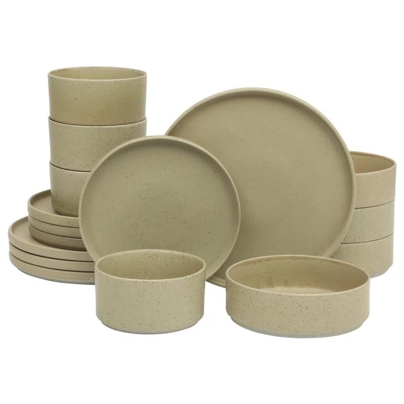 Gibson Elite Gibson Elite Tatum Premium Porcelain Matte Reactive Glaze 16 Piece (Service for 4) Plates and Bolws Stackable Dishes Ceramic Dinnerware