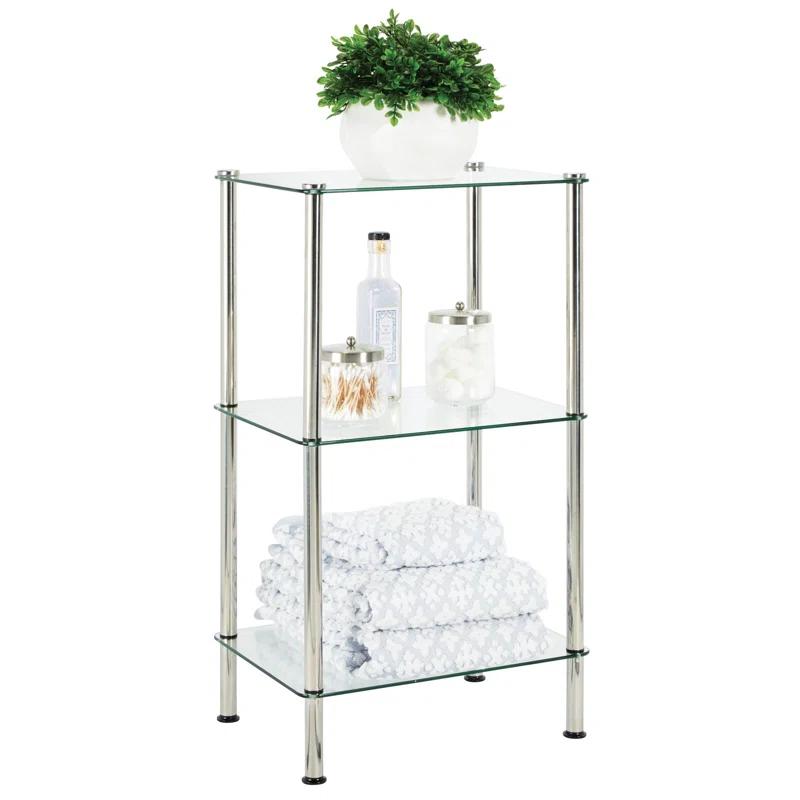 mDesign mDesign Metal/Glass Tiered Storage Tower with Open Glass Shelves