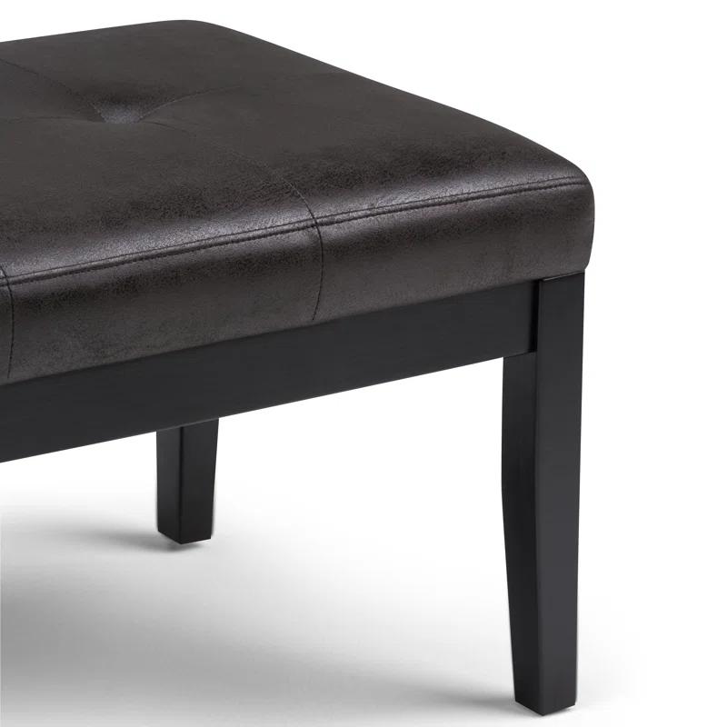 Simpli Home Lacey 41"W Tufted Ottoman Bench with Solid Wood Frame