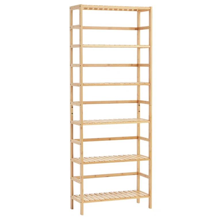 VEVOR Bamboo Bookshelf 6 Tiers Bamboo Ladder Bookcase Rectangle Storage Rack
