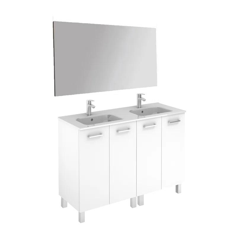 WS Bath Collections Logic 47.3'' Double Bathroom Vanity with Ceramic Top with Mirror