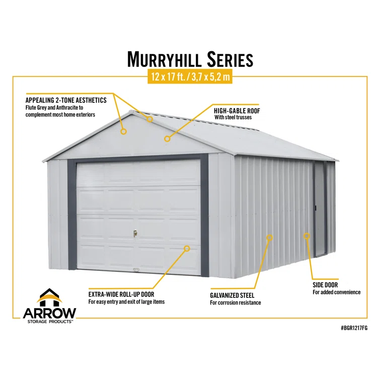 Arrow Murryhill 12 ft. W x 17 ft. D Metal Storage Shed