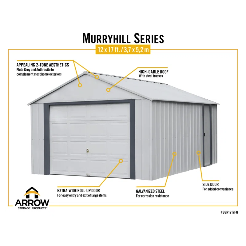 Arrow Murryhill 12 ft. W x 17 ft. D Metal Storage Shed