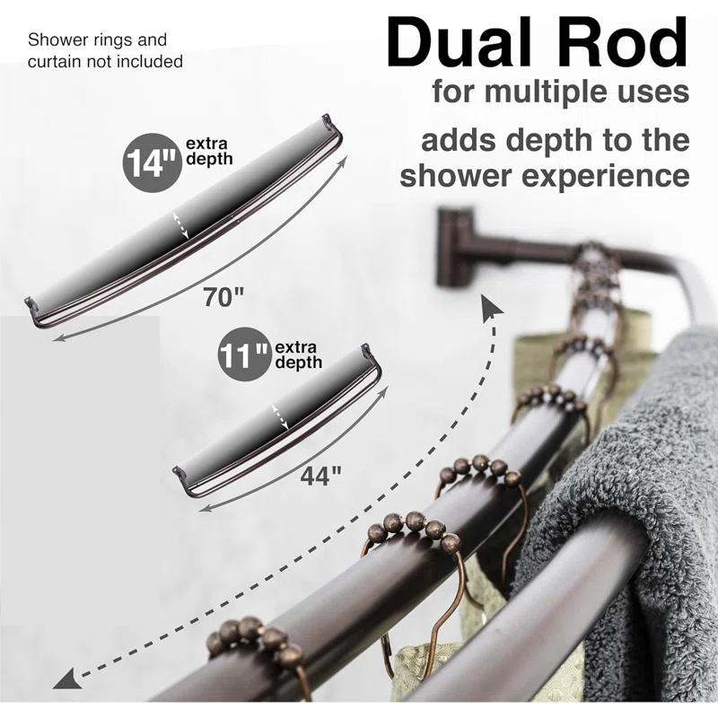 Utility-Sink 70'' Curved Fixed Shower Curtain Rod