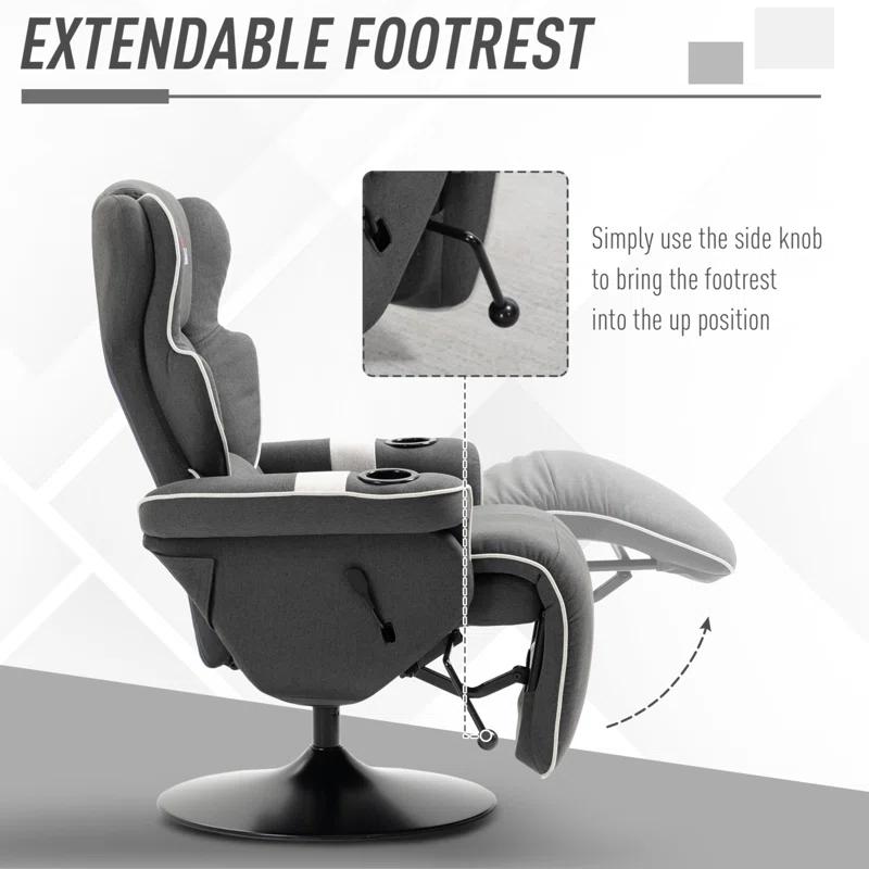 HomCom Faux Leather Manual Swivel Ergonomic Recliner | Wayfair