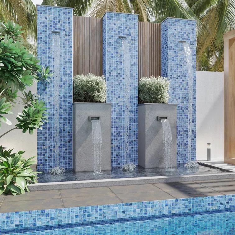 Apollo Tile Celestial 12 in. x 12 in. Glossy Yale Blue Glass Mosaic Wall and Floor Tile (10 sq. ft./case) (10-pack)