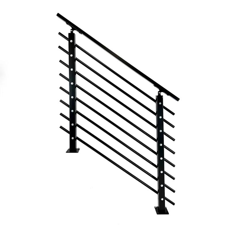 Concept Fusion Modern Horizontal Adjustable Railing Banister System for Staircases Balconies and Decks Complete Guard Railing Kit