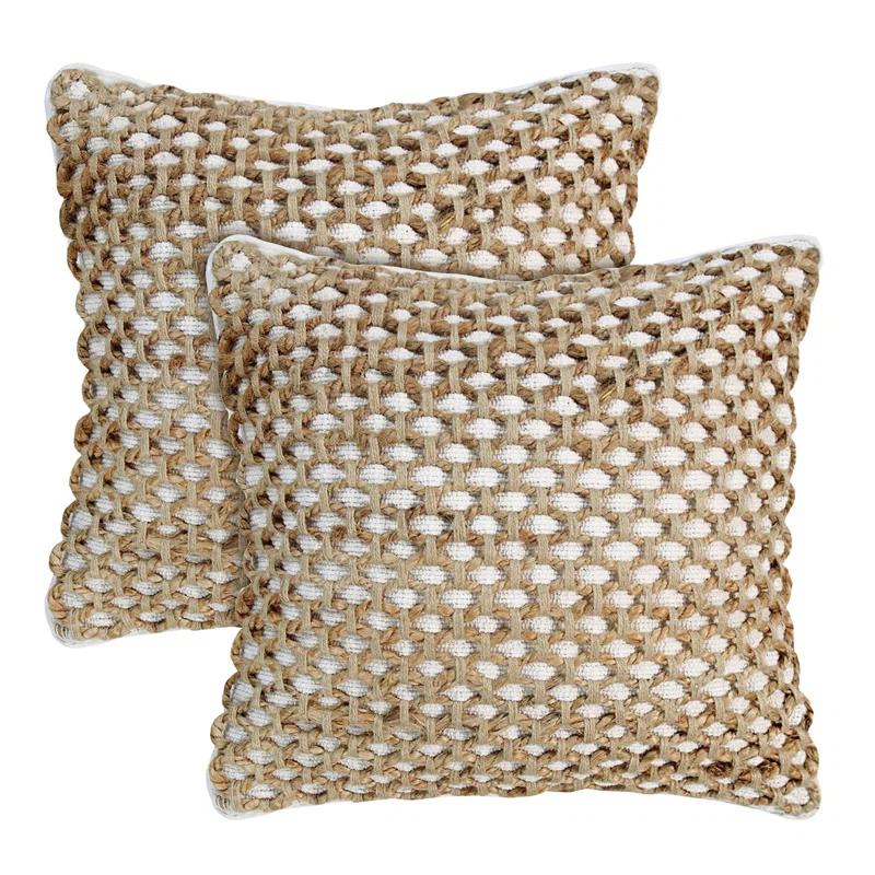 Boho Living Boho Living Jada Decorative Pillow Collection Jute/Cotton Indoor Square Throw Pillow with & Insert (Set of 2)