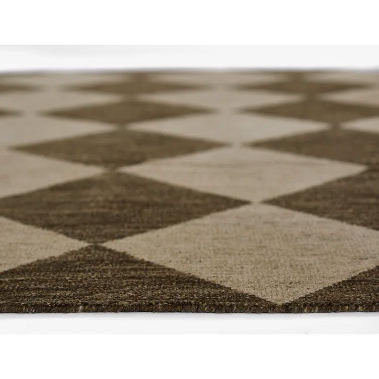 Winnie Geometric Hand-Knotted Wool Area Rug in Brown/Tan
