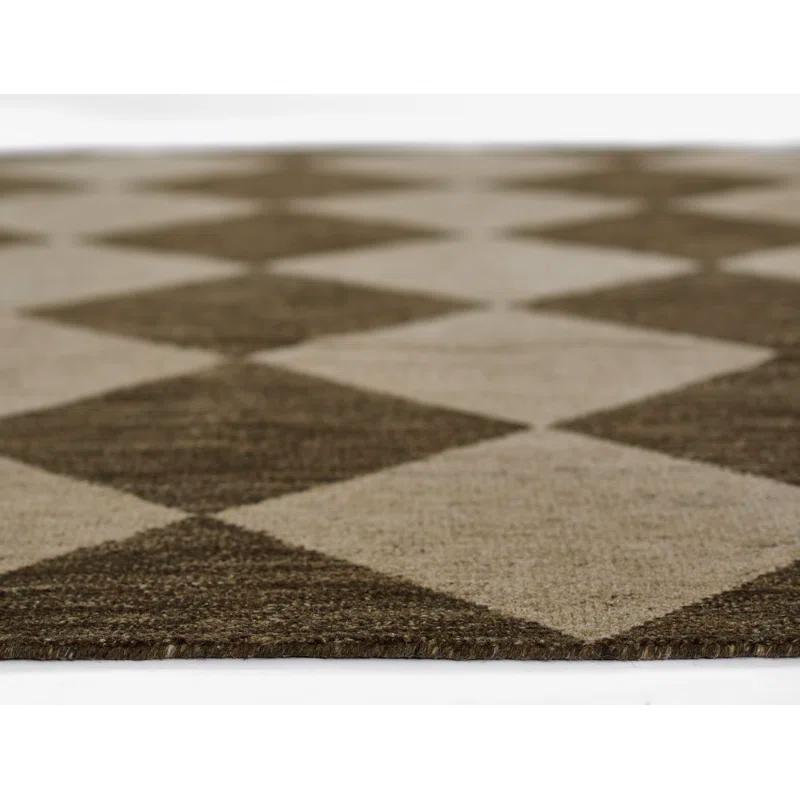 Winnie Geometric Hand-Knotted Wool Area Rug in Brown/Tan