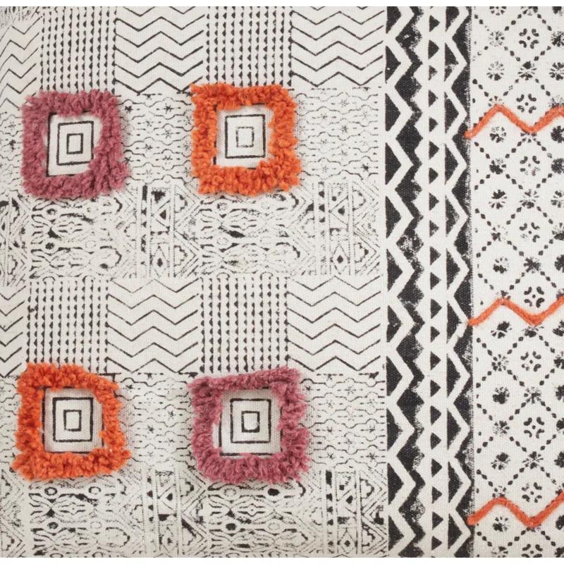 Saro Lola Collection Appliqued Cotton Throw Pillow