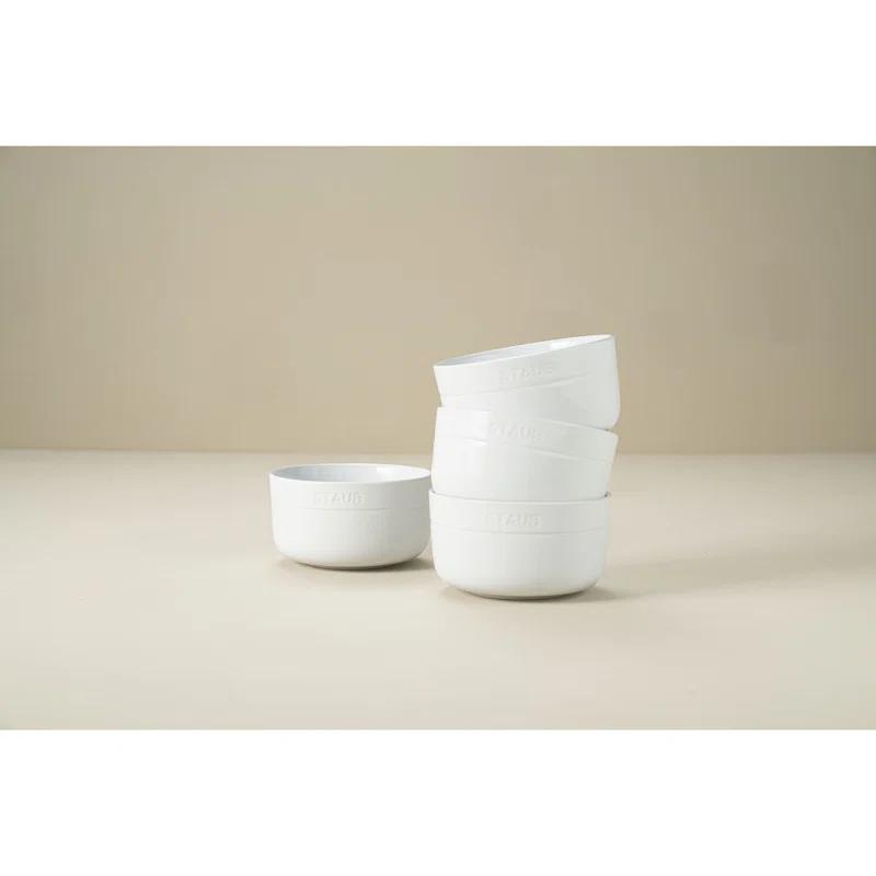 Staub Dining Line 4 Piece Ceramic Bowl Set, White