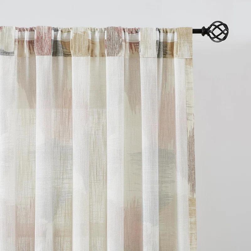 Orren Ellis Floral Semi-Sheer Curtains Bohemian Light Filtering Window Treatments Set,2 Panels)