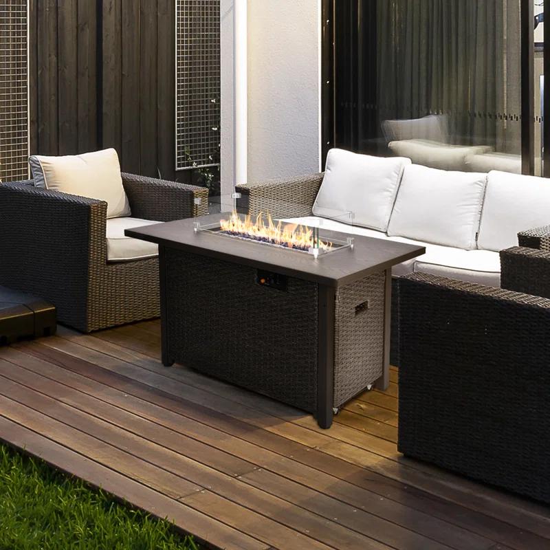 Wade Logan® Bitania Stainless Steel Propane Outdoor Fire Pit Table