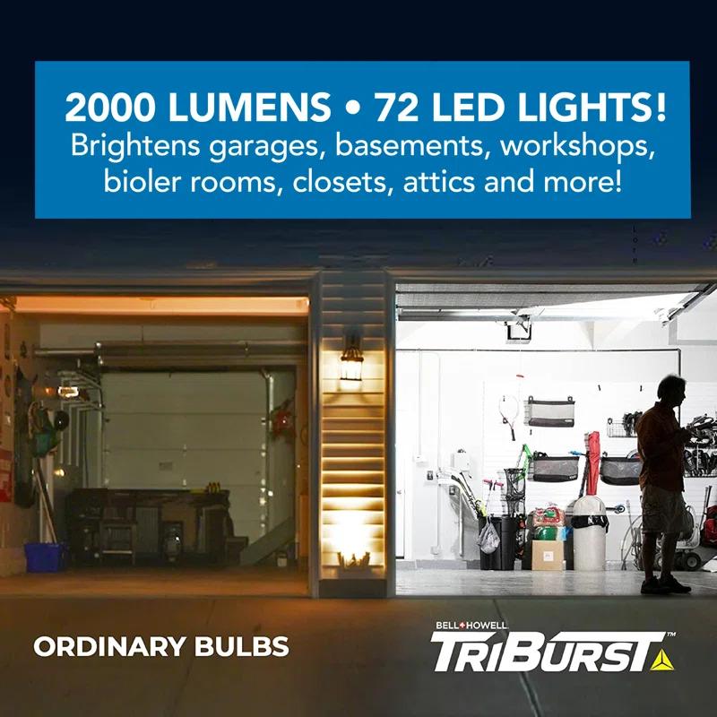 Bell + Howell Bell+Howell Triburst Multi-Directional 2000 Lumens Light, Screws Onto Any Standard Light Socket