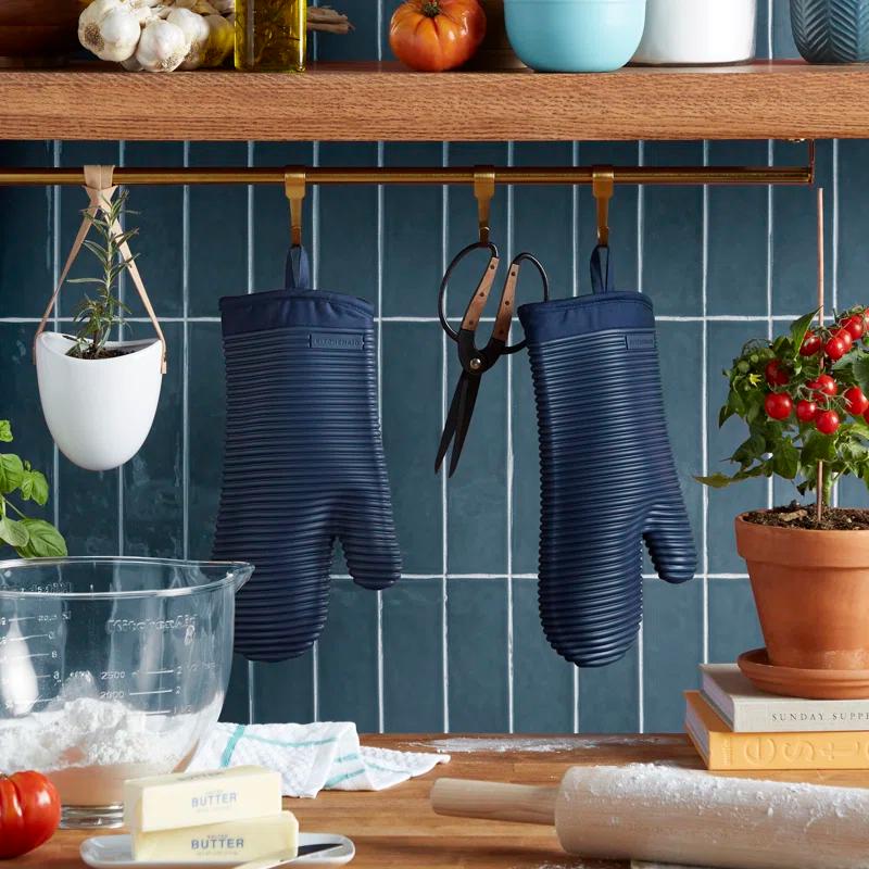 KitchenAid Milkshake Ribbed Soft Silicone Oven Mitts, Set of 2