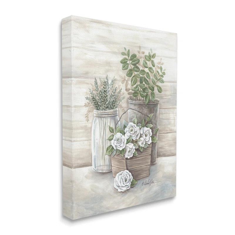 Stupell Industries " Country Succulents Botanicals Rustic Jar Planter Design " by Diane Kater