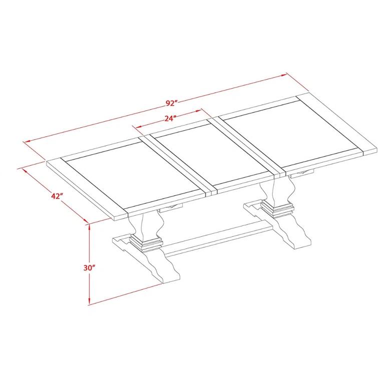 Luxe by East West Furniture 7 Piece Dining Table Set Consist of a Rectangle Removable Leaf Kitchen Table and 6 Light Beige Linen Fabric Parson Chairs, Distressed Jacobean