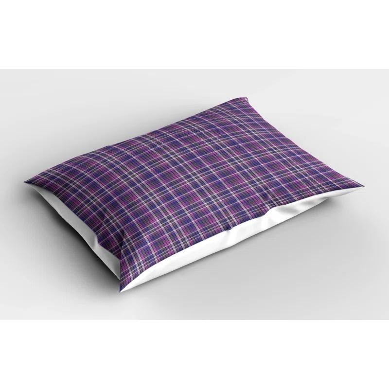 Ambesonne Ambesonne Plaid Pillow Sham 2 Pack Monotone Checkered Inspired 26"x20" Violet Blue Pale Fuchsia