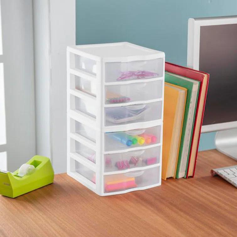 Sterilite Sterilite Clearview Plastic Multipurpose Small 3 Drawer Desktop Storage Organization Unit for Home, Classrooms, or Office Spaces