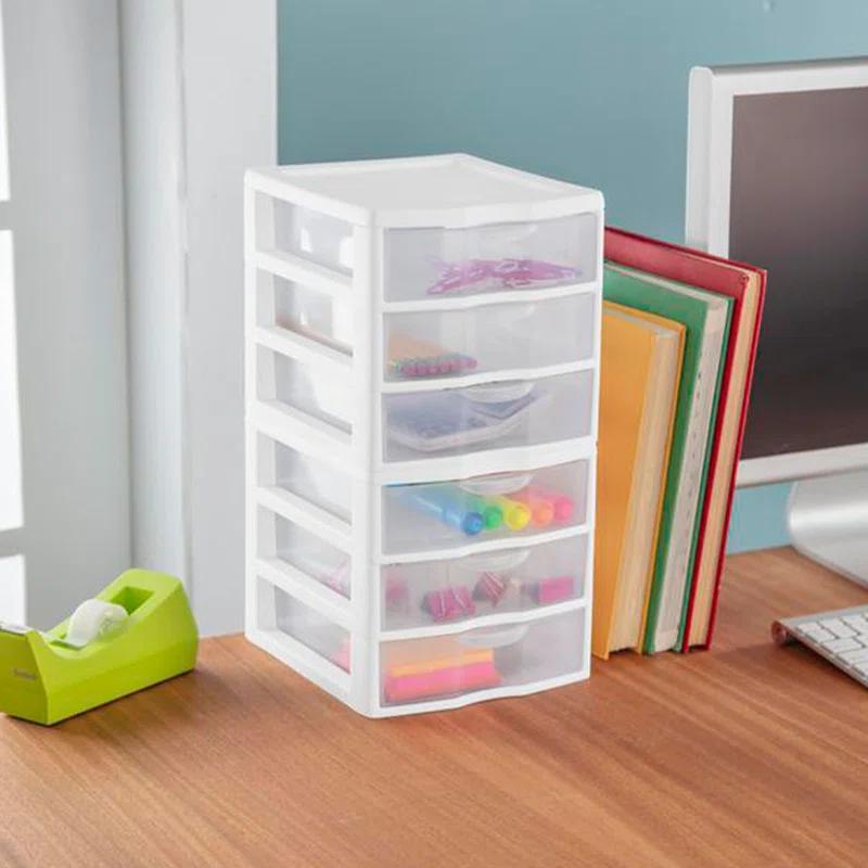 Sterilite Sterilite Clearview Plastic Multipurpose Small 3 Drawer Desktop Storage Organization Unit for Home, Classrooms, or Office Spaces