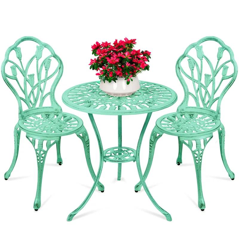 Fleur De Lis Living Fleur De Lis Living 3-Piece Cast Aluminum Patio Bistro Furniture Set W/ Antique Finish - Copper