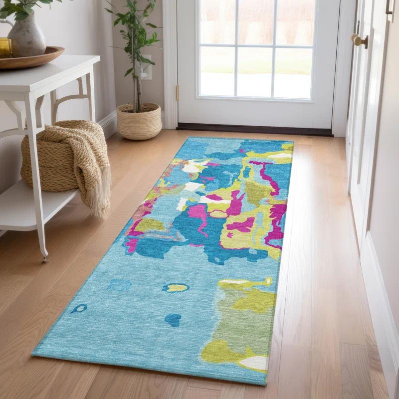 Turquoise Machine Washable Indoor/Outdoor Area Rug ACN1028