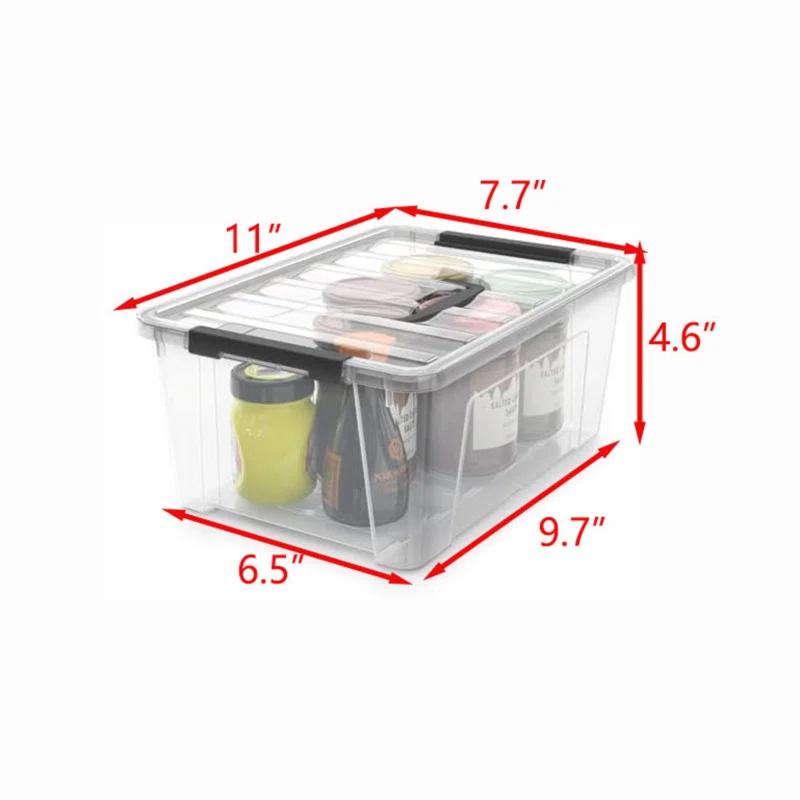 Rebrilliant Clear Storage Latch Bins, 6-Pack Storage Organizer Box With Handle And Lids, 5-Litre
