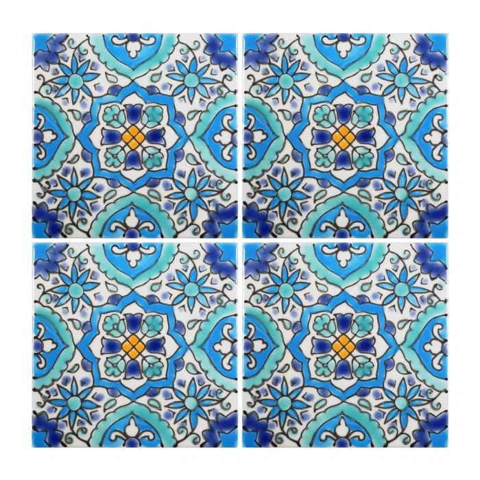 Casablanca Market Mediterranean 4'' x 4'' Hand Painted Ceramic Decorative Accent Tile
