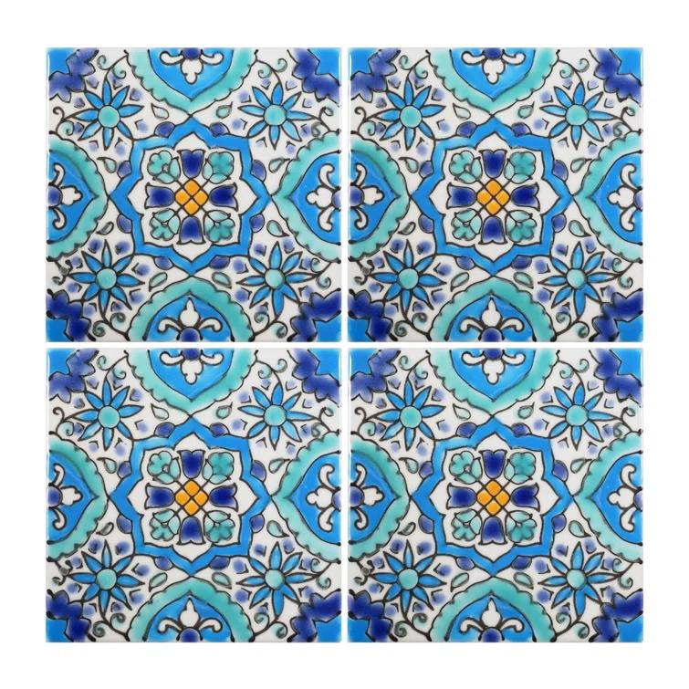 Casablanca Market Mediterranean 4'' x 4'' Hand Painted Ceramic Decorative Accent Tile