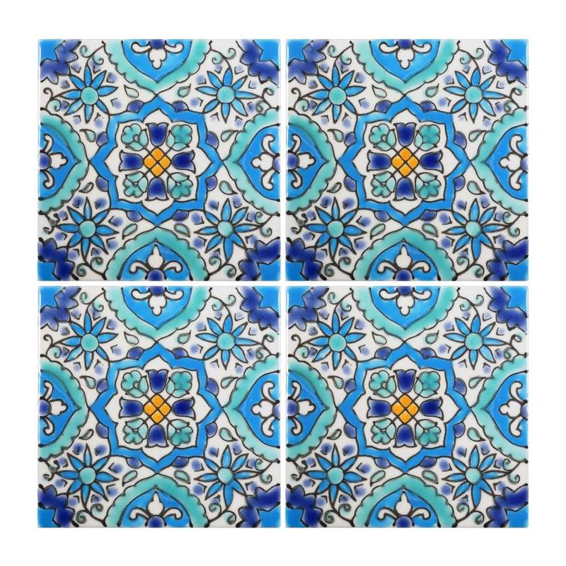 Casablanca Market Mediterranean 4'' x 4'' Hand Painted Ceramic Decorative Accent Tile