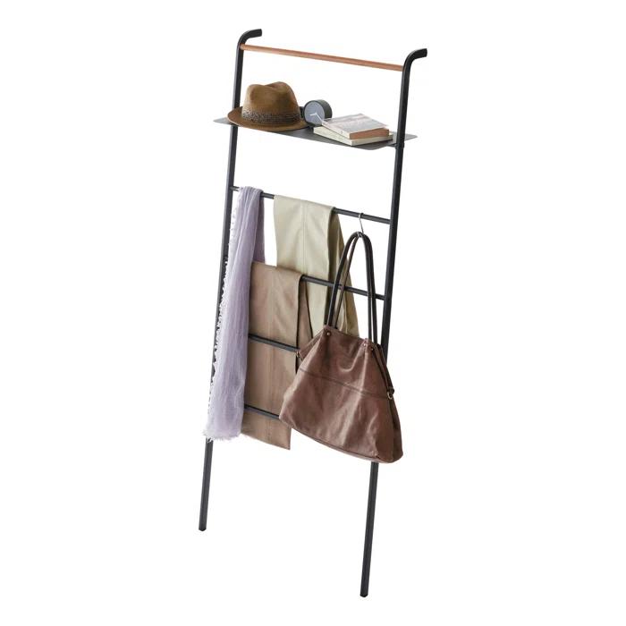 Yamazaki Home Leaning Ladder With Shelf, Space Saving, Steel