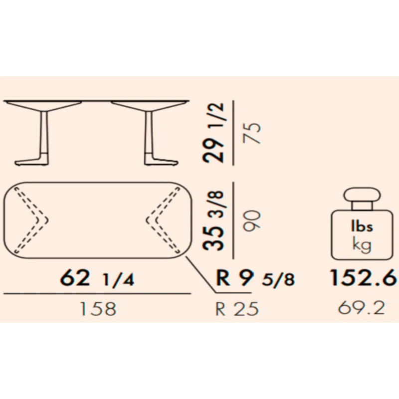 Kartell Multiplo Stone Top Metal Base Dining Table