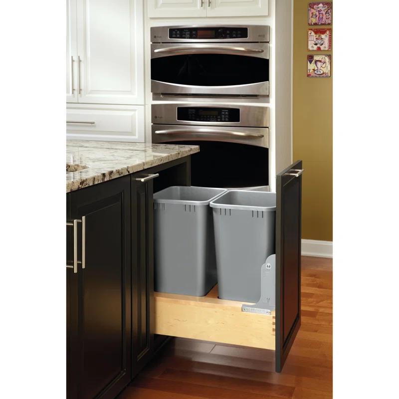 Rev-A-Shelf Rev-A-Shelf Double Pull Out Bottom Mount Trash Can, Gray