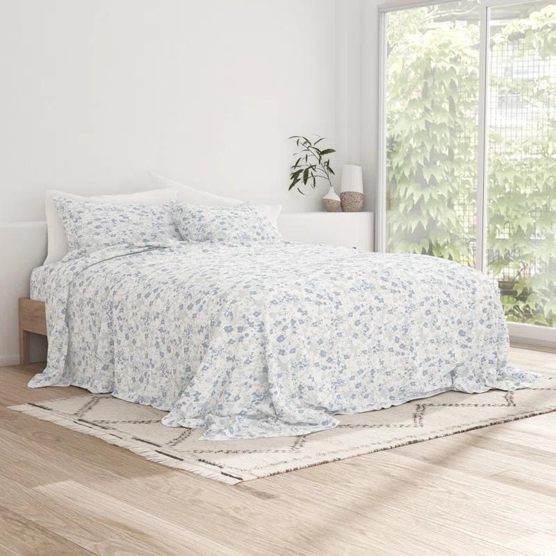 IEnjoy Home Violets Pattern Microfiber Sheet Set
