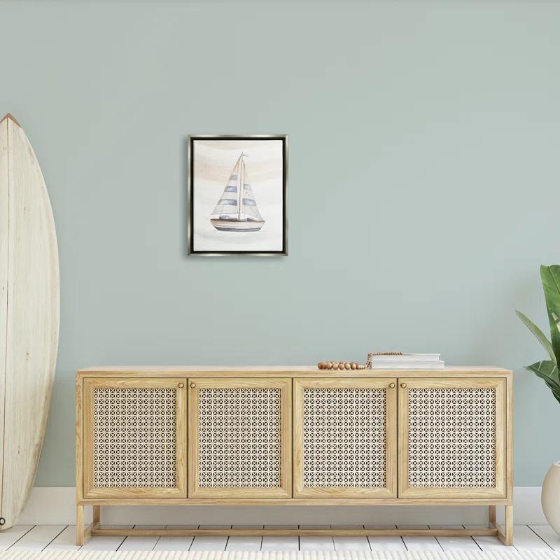 Stupell Industries " Nautical Sailboat Drifting Pale Abstract Ocean Waves " by Patricia Pinto Painting Print