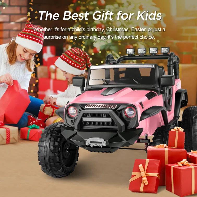 Ancheer 24V 2 Seater Ride On Car Jeep For Big Kids, Ride On Toys UTV With Parent Remote, LED Lights, Spring Suspension, Bluetooth, Music, USB, MP3