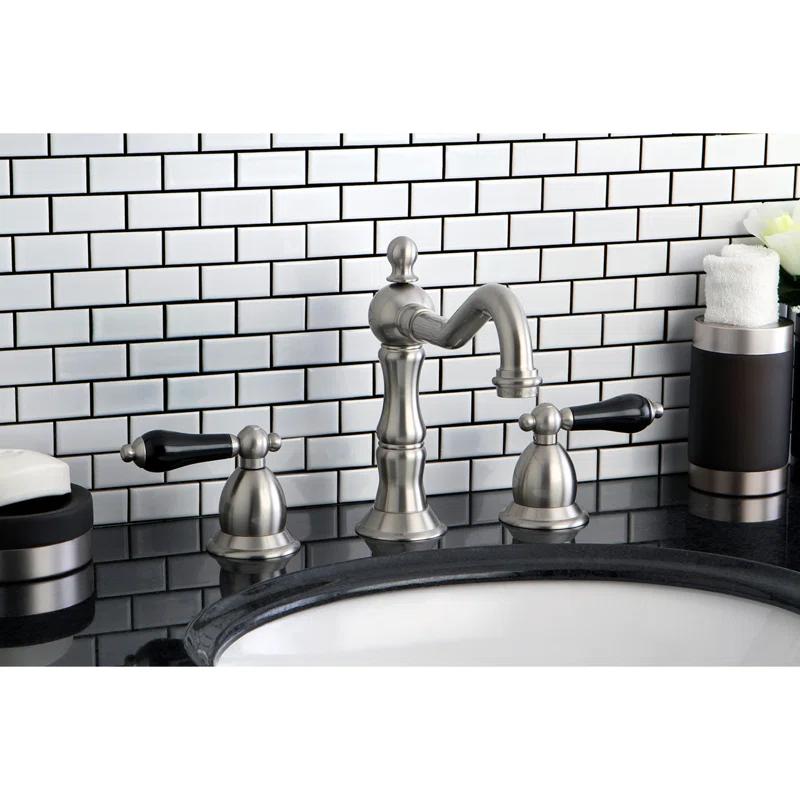 Kingston Brass Duchess Two-Handle 3-Hole Deck Mount Widespread Bathroom Faucet with Brass Pop-Up Drain