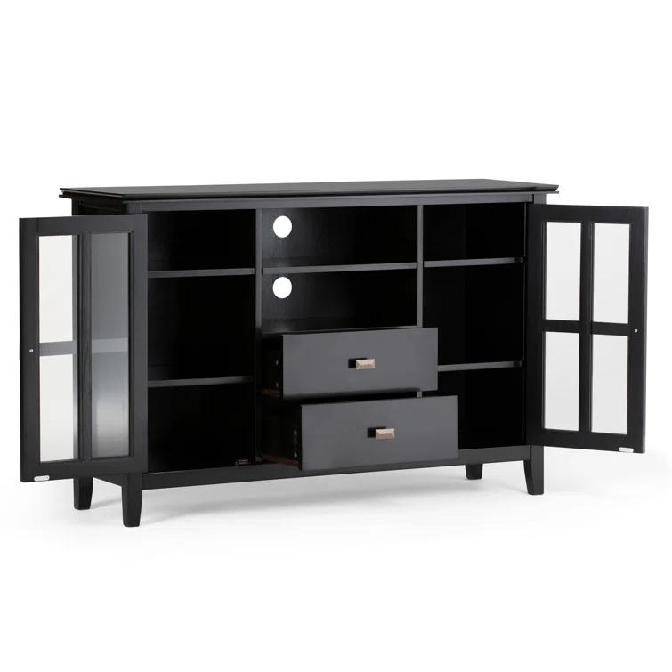Simpli Home Artisan 53"W Solid Wood Contemporary Tall TV Stand for TVs up to 60" with Adjustable Shelves