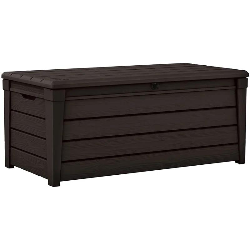 Keter Keter Brightwood 120 Gallon Large Durable Outdoor Storage and Weather Resistant Resin Deck Box
