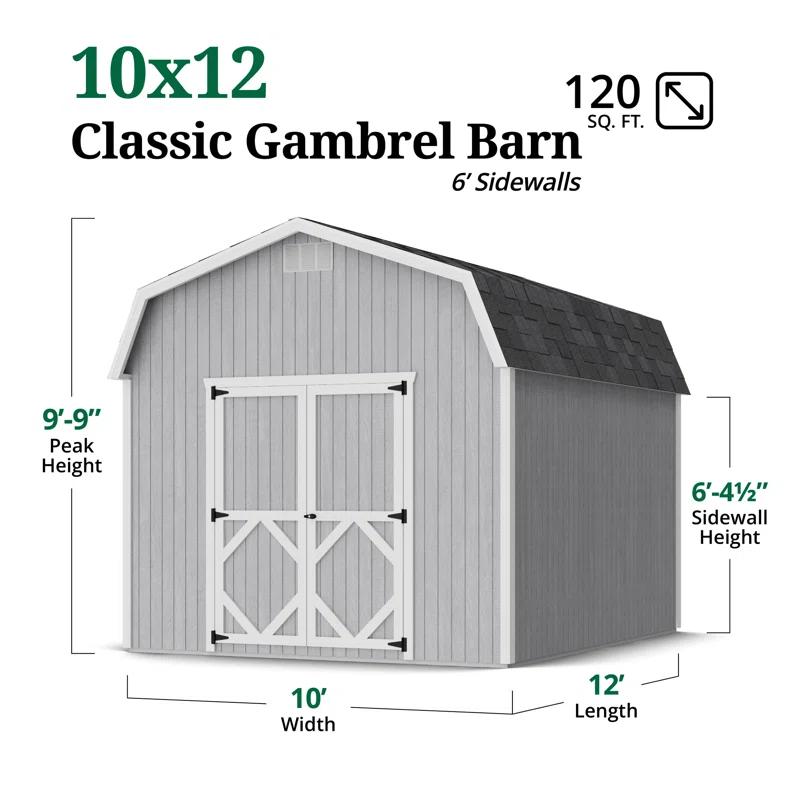 Little Cottage Co. Classic Gambrel Outdoor Wood Storage Barn with 6 ft. Sidewalls