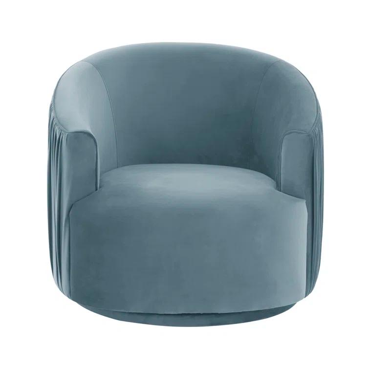 TOV Furniture Velvet Swivel Barrel Chair