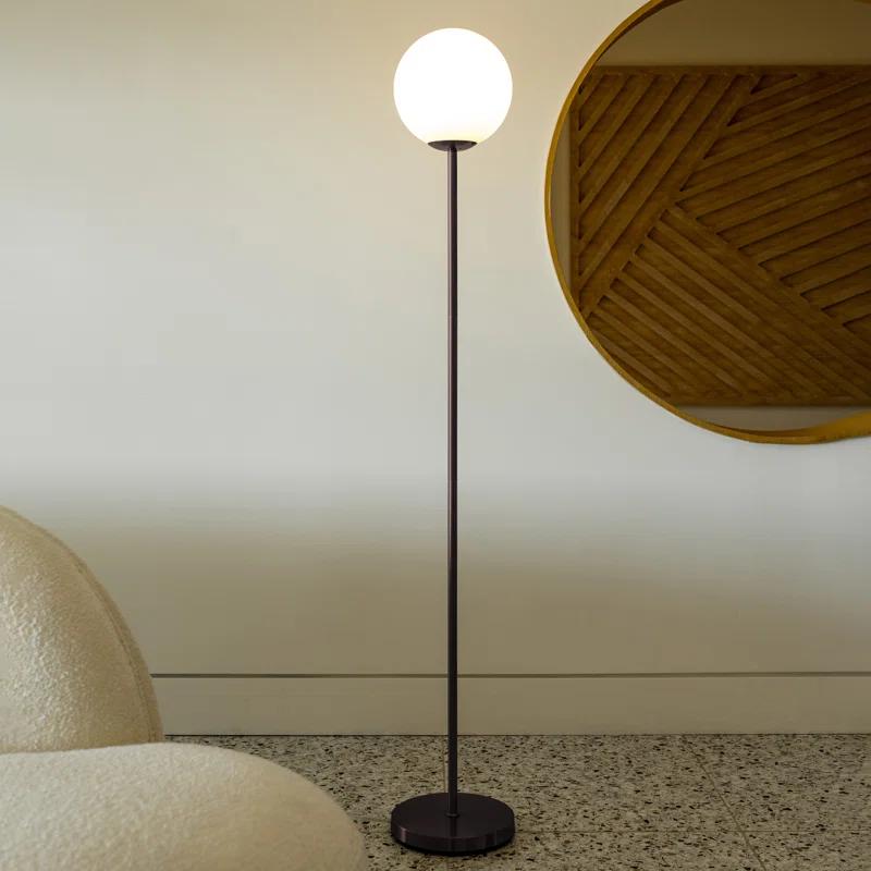 Luna 65 in. Modern LED Energy Efficient Floor Lamp with Frosted Glass Globe Shade